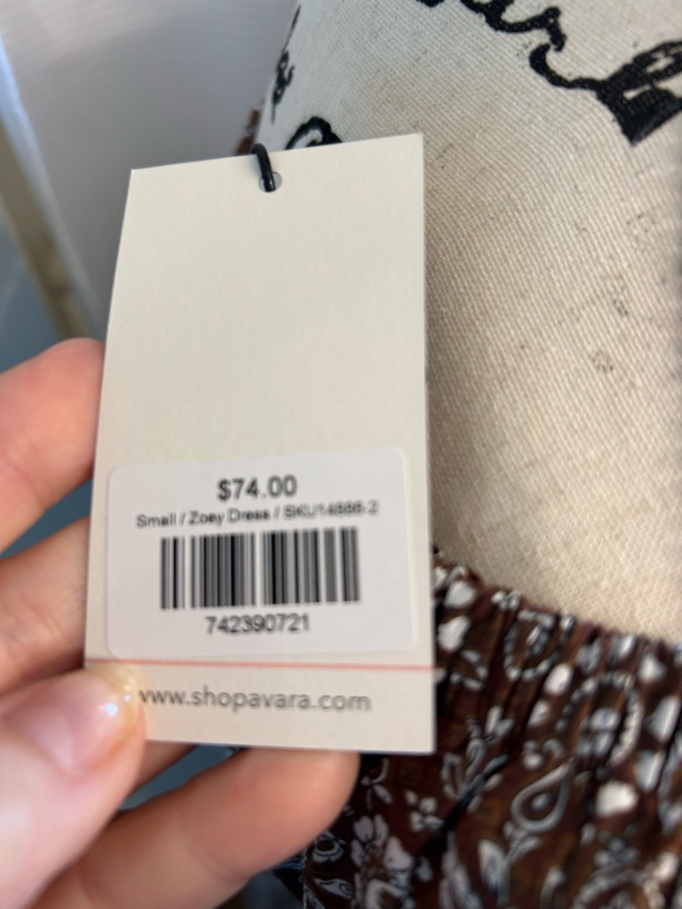 Avara Zoey Brown Floral Puff-Sleeve Midi Dress Bubble Hem Nwt Small — image 4 of 8
